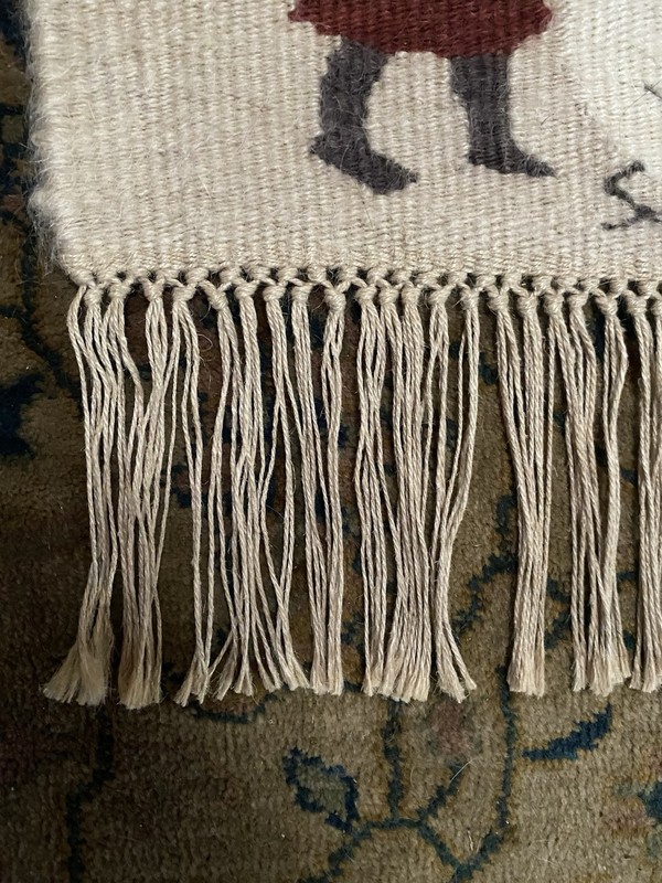 African Mohair Wall Tapestry~Lesotho~ Village Life~Handwoven~1970’s~EUC~54”x38” gallery
