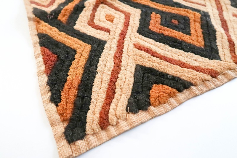 NEW Vintage African Kuba Shoowa Cloth Raffia Textile Panel 25×25 Kasai Velvet 08