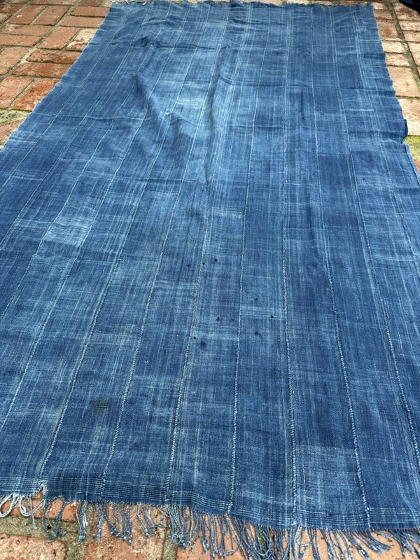 Vintage African Indigo Denim Mossi Mudcloth 79”L x 43”W Textile Throw | No. 169 gallery