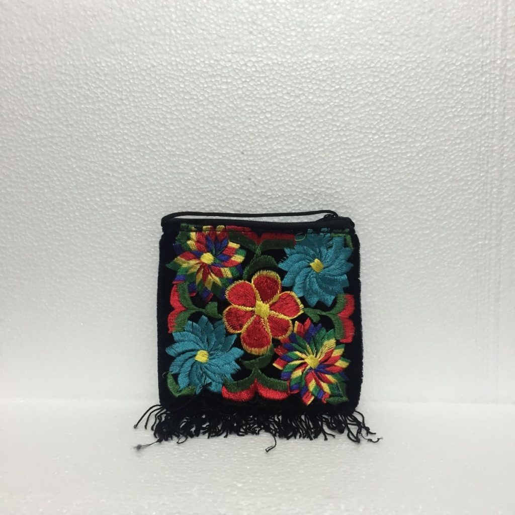 Bolsa artesanal de tela con terciopelo (chica) - Imagen 1
